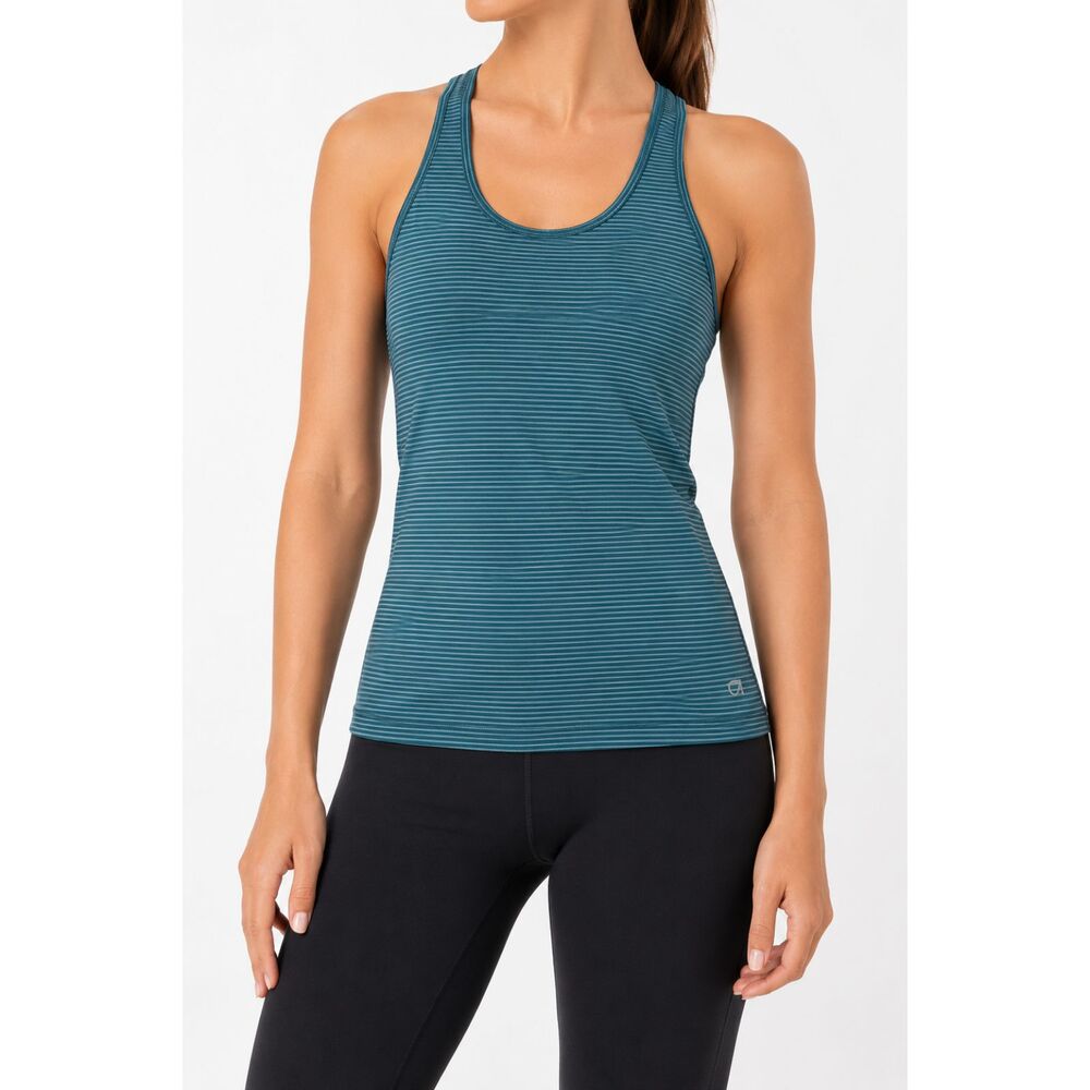 GapFit Green Blue Striped Racerback Athletic Tank Women's Small